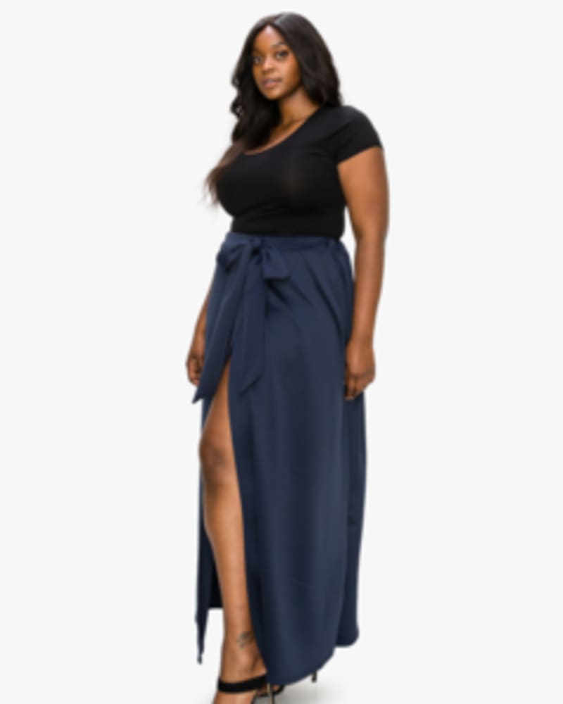 Navy wrap maxi store skirt